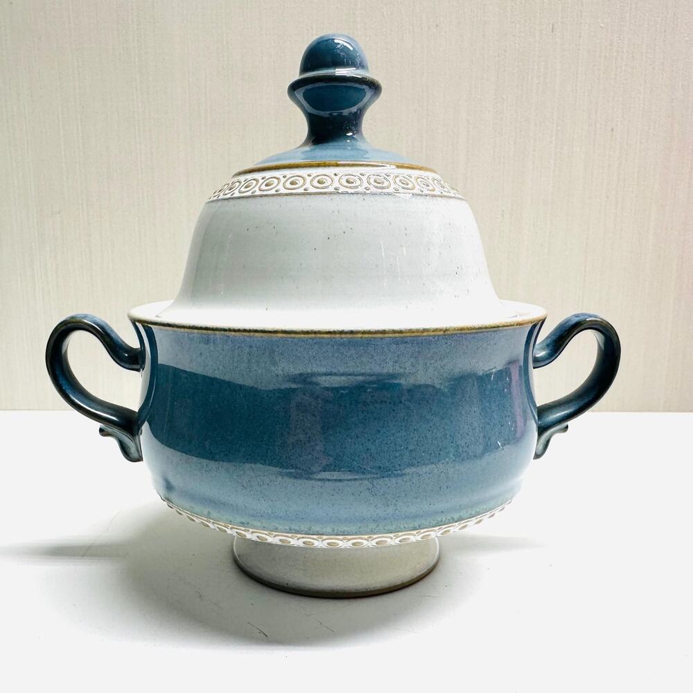 Vintage Danby Soup Lidded Bowl Castile Blue Stonware England